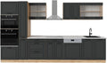 Vicco Küchenzeile, 350 cm, Anthrazit, R-Line, Landhaus/Goldkraft Eiche