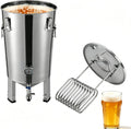 Kaichenyt Gärbehälter, 32 L/ 7.04 Gal, 304 Edelstahl, Silber, Edelstahl 32 L, Bierbrauanlage mit Kühlspirale, Fermenter