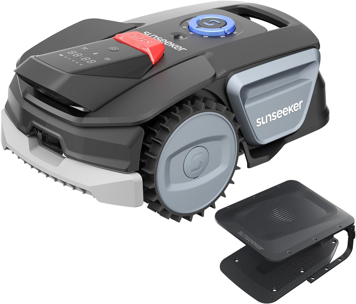 Sunseeker Mähroboter, 300 m, Grau, V1 ohne Begrenzungskabel, mit Garage