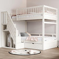 Jovify Bett, 205x95x173 cm, Weiß, Kinder Etagen 90x200 Für 2 Kinder, Hoch mit Treppe&Aufbewahrungsschrank&Schublade