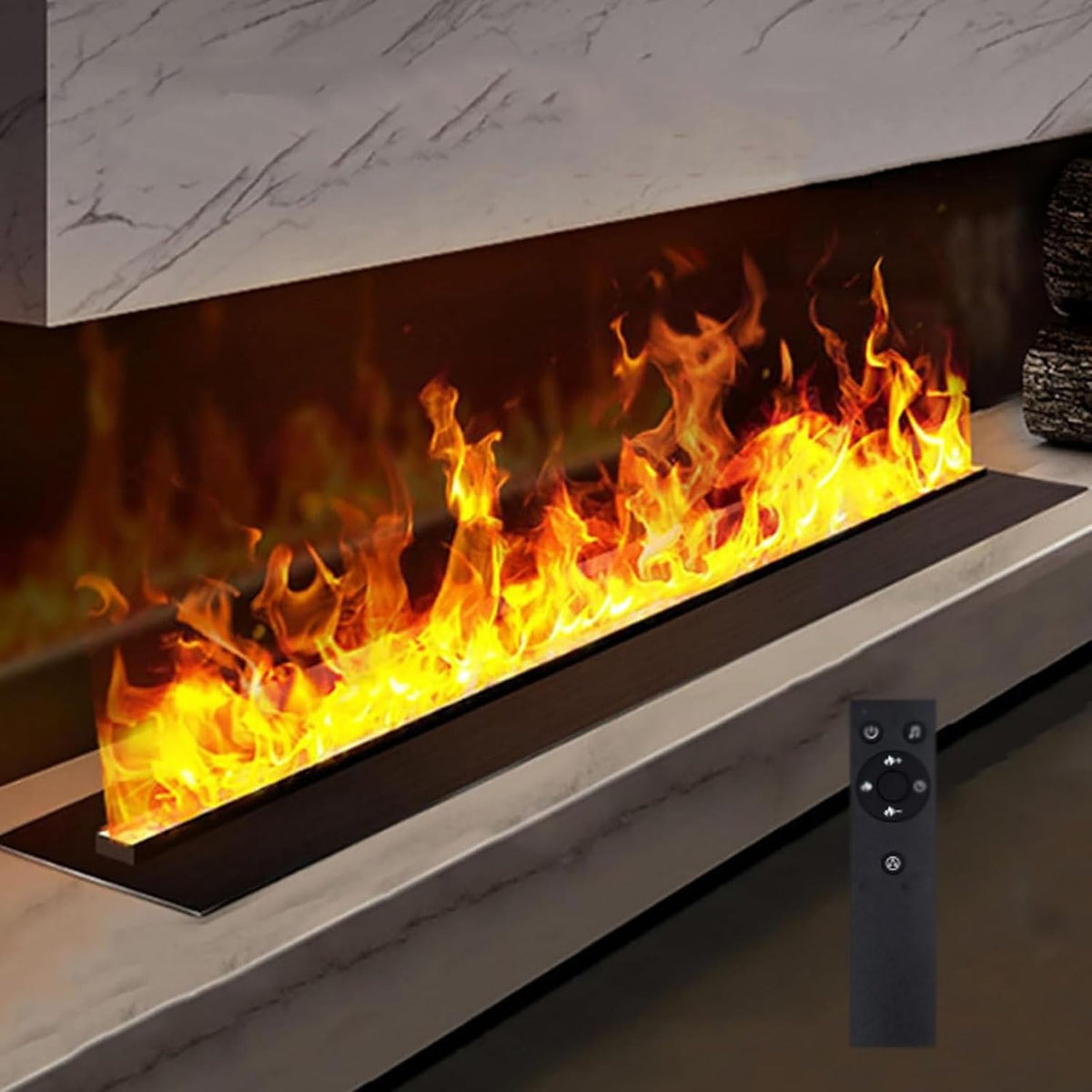 Wasserdampf Kamine, Schwarz/Gelb/Orange, Kamin mit echter Wasserflamme, mehrere Flammenfarben, 5 Stufen der Flammeneinstellung