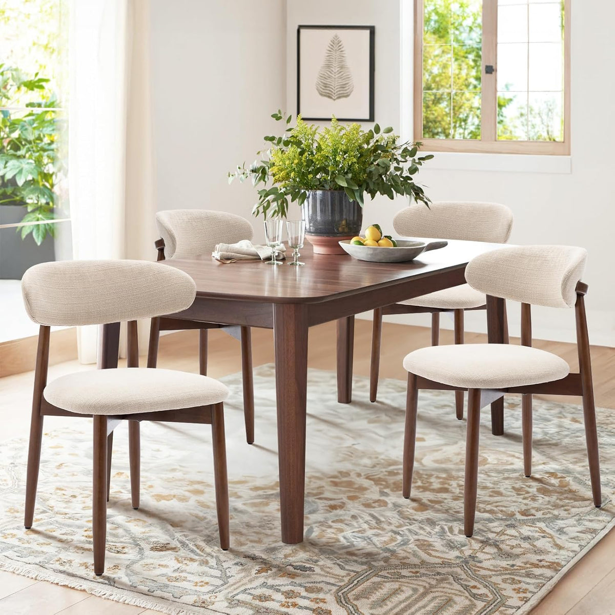 COLAMY Esszimmerstuhl, Beige, Küchenstuhl Esszimmerstühle 4er Set, Moderne Polsterstuhl Essstühle mit Fester Rückenlehne