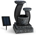 blumfeldt freistehend, 3 W, schwarz, Fantaghiro Zierbrunnen mit Wasserspiel - Gartenbrunnen, 3 Ebenen, integrierte Beleuchtung