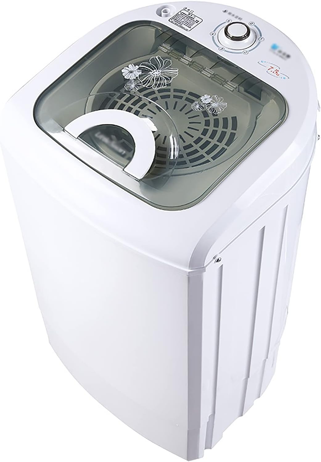 Waschmaschine, 7,5 kg, Weiß, Tragbare 2-in-1- & Schleudertrockner, Automatische Camping-, Toplading-Timing-Funktion