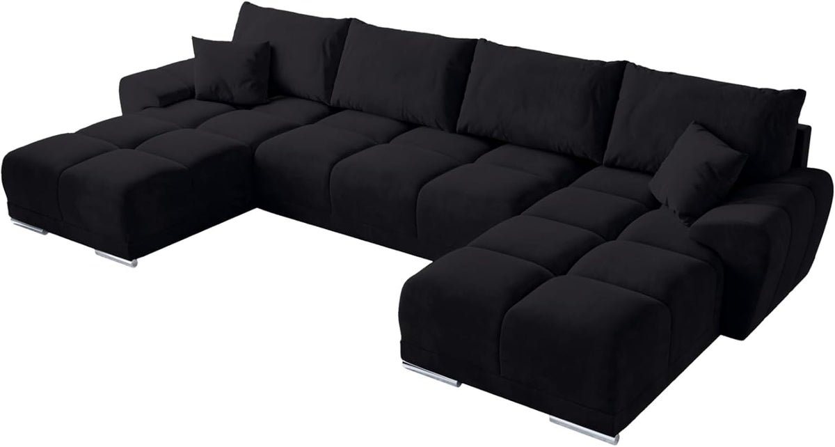 Sofa BROMARKT, 372x184x85 cm, Braun, Eck mit Schlaffunktion und Bettkasten Eckcouch