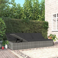 FENLAX Sofa, 62 cm, Dunkelgrau, 2-in-1 Sonnenliege/ mit Auflagen Poly Rattan
