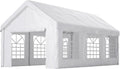 Luscriate Pavillon, 6 m, Schwarz, Carport Garage Zelt 3× Winterfest, Wasserdichtes Lagerzelt mit Roll-Up-Fenstern