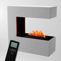 GLOW FIRE Elektrokamin, 90x90x37 cm, Weiß/Schwarz, Wasserdampf Kamin Schiller (Wandkamin) - für die Wand mit, Knistereffekt & Fernbedienung