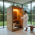 WELCON Sitzbank, 3,6 kW, Holz/Braun, Easyheat Sauna Indoor für 2 Personen, Heimsauna mit Elektroofen, 230 Volt Anschluss