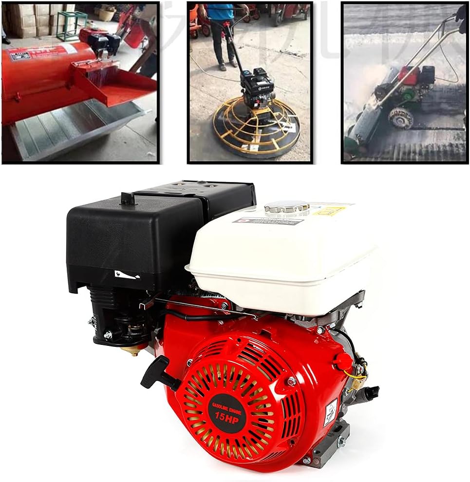 SanBouSi Viertaktersatzmotoren, 25 mm, 9 KW, Schwarz/Weiß/Rot, 15 PS Benzinmotor Standmotor Kartmotor Antriebsmotor mit Ø