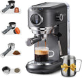 CAFELFFE Milchaufschäumer, Grau, Espressomaschine mit, Siebträgermaschine für Heiß- und Kaltbrühkaffee, Für Nes*- und DG*-Kapseln