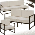 Sofa tectake, Schwarz, Gartenlounge Outdoor, 1x 3 Sitzer, 1x 2 Sitzer, 1x Gartensessel, Gartenmöbel, Balkonmöbel