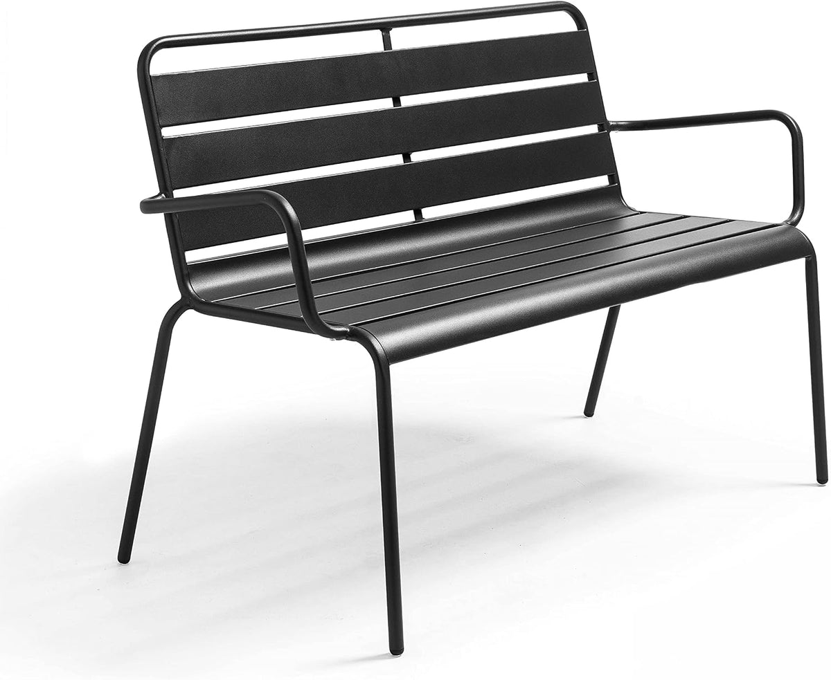 Oviala Sitzbank, Anthrazit, Gartenbank aus Metall, Palavas
