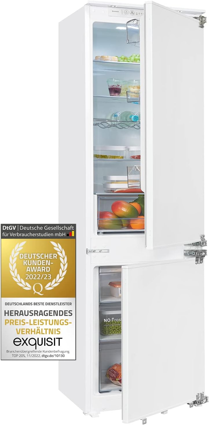 Exquisit Kühl-Gefrierkombination, 178,2 cm, 246 l, Weiß, Einbau- mit Gefrierfach, NoFrost, Nutzinhalt, Touch-Control