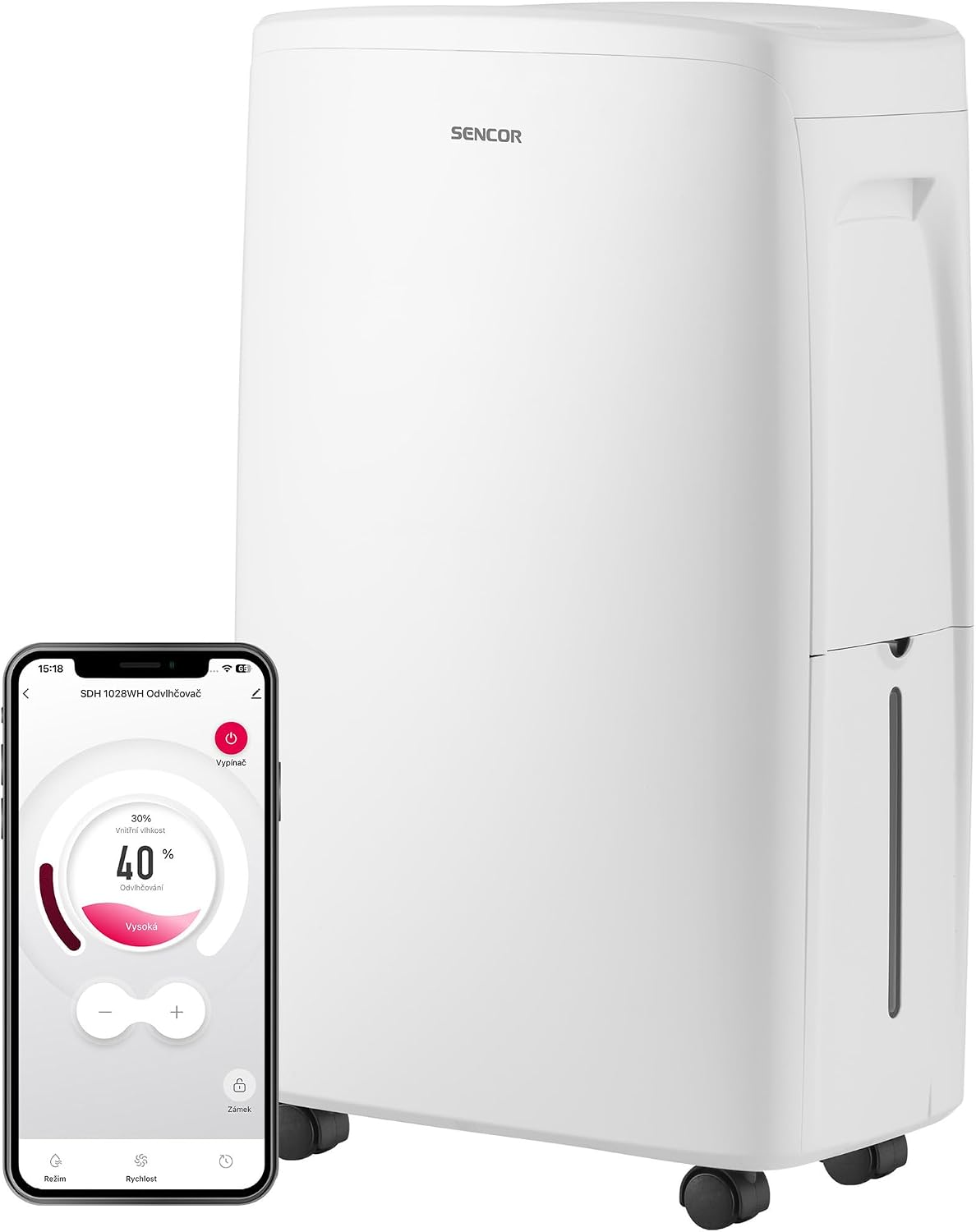 SENCOR Luftentfeuchter, 1028WH, Weiß, Intelligenter Mobile- SDH