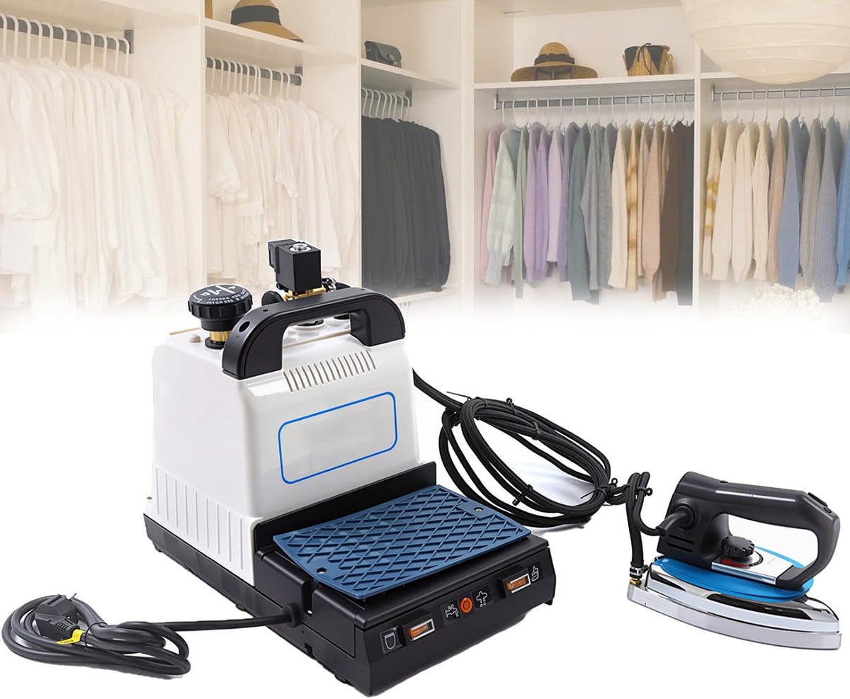 Pnpaea Dampfglätter, 1600w, 2l, Schwarz, BüGelstation BüGelanlage Professionell Dampferzeuger, Mit BüGeleisen Elektrisch DampfbüGelstation