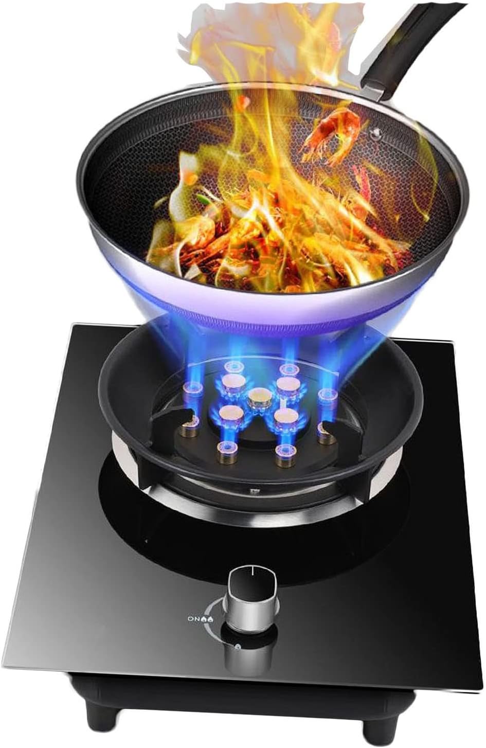 Camping Gasherd, Schwarz, Gaskocher, Kochfeldbrenner Aus Gehärtetem Glas, Tisch- Und Einbaumontage, Topf Nicht Im Lieferumfang Enthalten (Size : LPG)