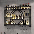 Rmeet Schreibtisch, 120x15x80 cm, Eisen., Schwarz, Moderne Metall Wand montiert Wein Display Rack, 3-Schicht-Eisen-Rack