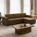 KAANAA Sofa, 305 cm, Braun, L- Eck mit Recamiere & Schlaffunktion
