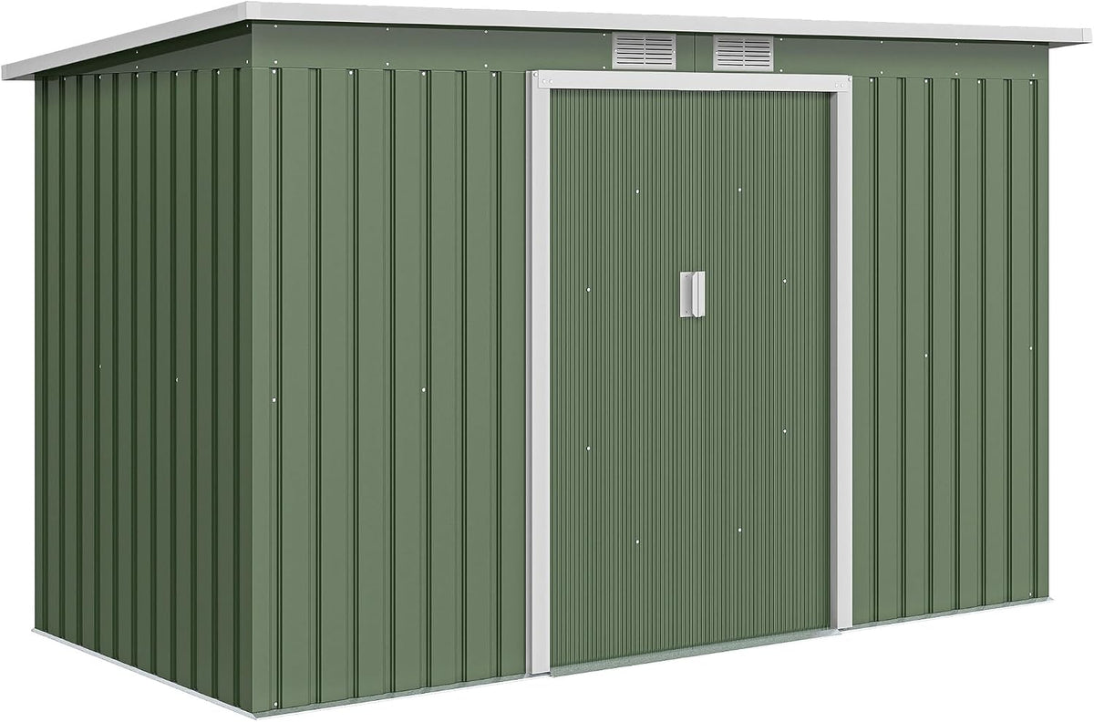 Outsunny Gerätehaus, 280x130x172 cm, 6,3m, Anthrazit, Metall ³ Geräteschuppen mit Pultdach Schiebetür wetterfest