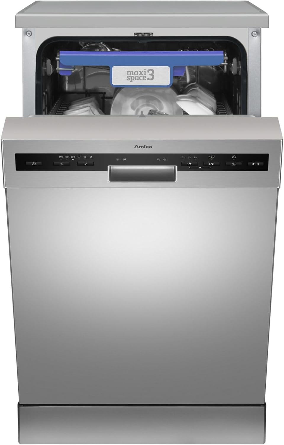 Amica Geschirrspüler, 45 cm, Silber, unterbaufähig AquaStopp OpenDry Türöffnung