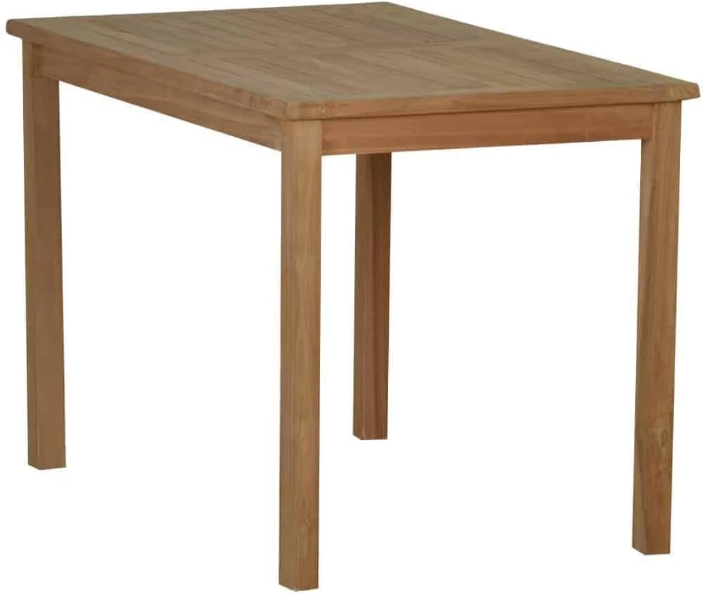 MiaMöbel Esstisch, 140x80 cm, Weiß, Gartentisch Gartenmöbel Outdoor Modern Massivholz Teak Honig