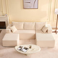 Sofa Litbird, 272 cm, Beige, U-förmiges modulares Eck mit Schlaffunktion, rahmenloses Oversize Schlaf mit Chaiselongue Links