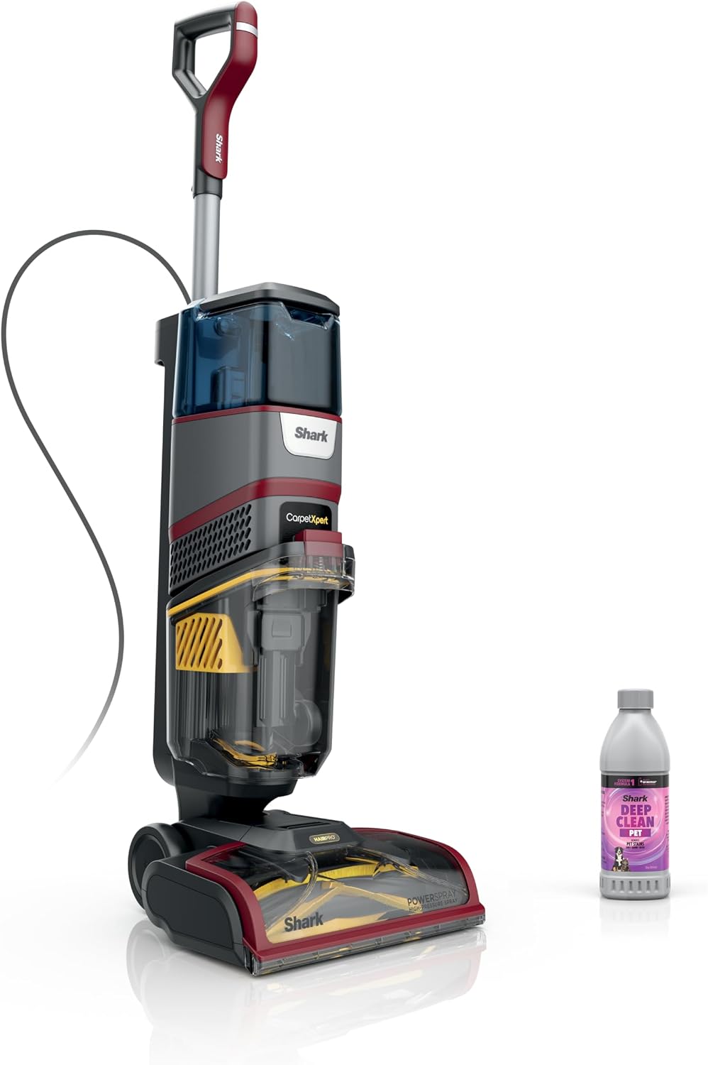 Shark Waschsauger, Schwarz/Rot/Grau, CarpetXpert HairPro EX221BRN Teppichreiniger, aufrechter leichter Teppichreiniger