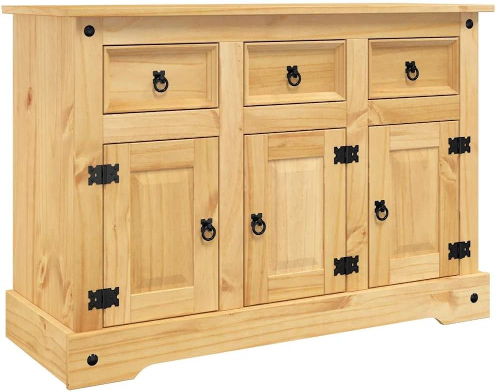 vidaXL Sideboard, 112x44x78 cm, Massives Kiefernholz, Holzwerkstoff, Braun, Corona Massivholz Mexikanische Kiefer