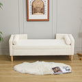 NuvlaGu Hocker, Weiß, Backrest & Two Roll Cushions, Living Room & Entryway, Internal Storage, Durable Wood Frame (Ivory)