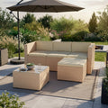 Juskys Sofa, Creme, Polyrattan Lounge Punta Cana M für 3-4 Personen mit 3er, Sessel, Tisch & Kissen, Sitzgruppe für Garten