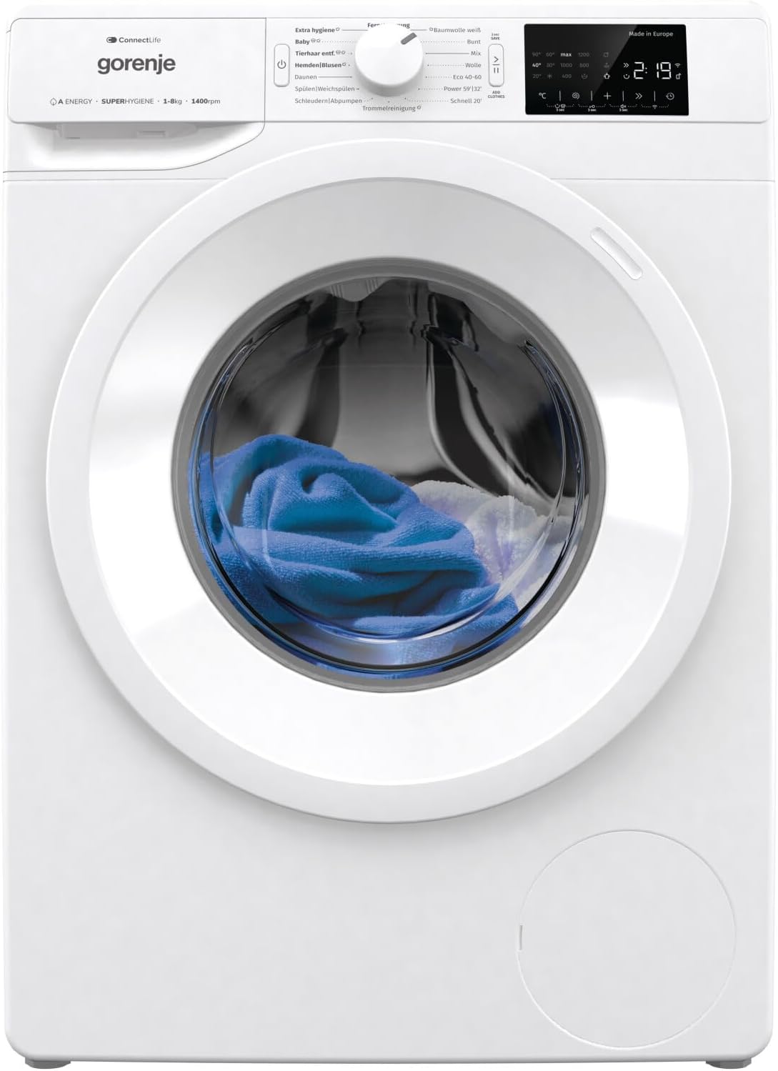 Gorenje Waschmaschine, Weiß, WPNEI84A1DTS Frontlader- freistehend