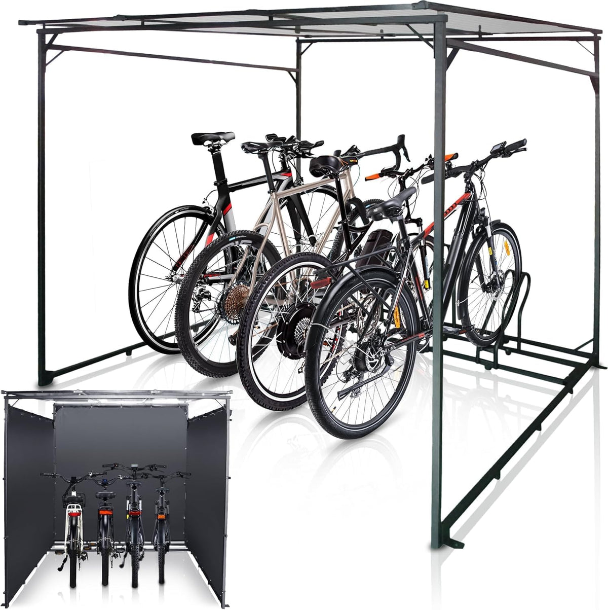 WIELS Fahrrad, 190x188x190 cm, schwarz, garage 4 Fahrräder - unterstand - Metall schuppen